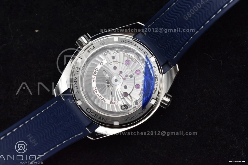 1009 A8605 Edition Clone Blue Best Ceramic VSF Dial 1:1 Blue GMT Strap Ocean 600M Planet Bezel on Rubber Super Trendsetting Co-Axial 43.5mm 0403